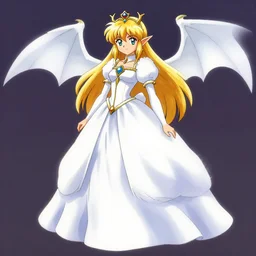 snes character 2. 5 d dragon queen white dresss anime zelda style