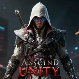 arno dorian from assassin's creed unity in the matrix movie crossover, cyberpunk, wearing glasses, digital art, high detail,