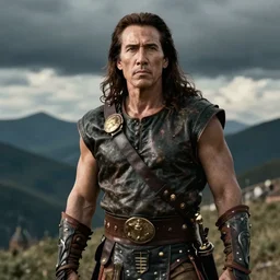 detailed ultrarealistic medium shot photography of nicholas cage as conan the barbarian arnold schwarzenegger cinematic