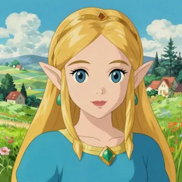 greg manchess portrait of zelda as disney character, triforce, perfect face, matte painting, bold shapes, hard edges, by huang guangjian, gil elvgren, sachin teng. in a beautiful landscape full of emotions, cgsociety masterpiece!, artstation trending, by rossdraws, ghibli, kimi no na wa, greg rutkowski, simon stalberg, greg manchess
