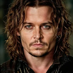symmetry!! portrait of johnny depp starring in the lord of the rings as aragorn, detailed - face!!, artstation, intricate, elegant, highly detailed, film still, nikon, canon eos, zeiss lens, dramatic lighting, sharp - focus!!, art by artgerm and greg rutkowski and alphonso mucha, smooth