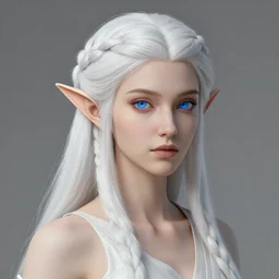 A matte painting of a beautiful white hair with braids and blue eyes Wood elf Druid woman , trending on art station , extremely detailed