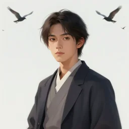 character concept portrait, bird flock, style digital painting, concept art, smooth, sharp focus, illustration, from metal gear, by ruan jia and mandy jurgens and william - adolphe bouguereau, artgerm