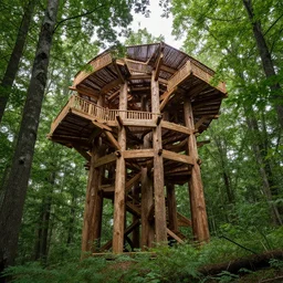 timber megastructure in the middle of the forest