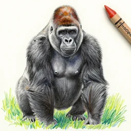 a color crayon drawing by Coco the gorilla