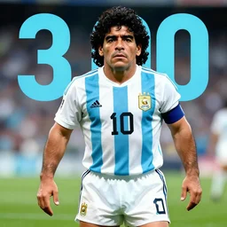 diego maradona in movie 3 0 0 painted in white and cyan