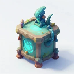 mobile game hyper - detailed asset is an isometric alien - like nightstand with an interesting organic design, inspired by the alien nature of pandora from the avatar, it has a bioluminescent appeal, behance low poly art trending on artstation