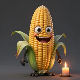 A portrait of a corn monster, candle light, extra detailed, Matte painting, trending on artstation and unreal engine