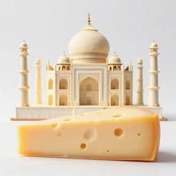 the taj mahal made out of cheese, food photography, 4 k
