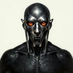 mf doom with reptile eyes, black metal shiny skin. intricate, elegant, highly detailed, centered, digital painting, artstation, concept art, smooth, sharp focus, illustration, artgerm, tomasz alen kopera, peter mohrbacher, donato giancola, joseph christian leyendecker, wlop, frank frazetta