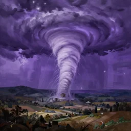 Purple tornado painting by Leonardo Da Vinci