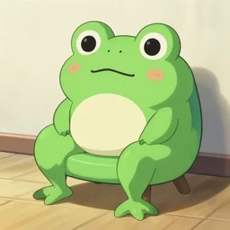 cute frog themed chair, anime key art studio ghibli,