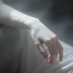 out of focus photorealistic pale arm by sarah moon, very blurry, translucent white skin, foggy, closeup