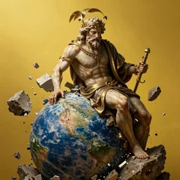 hyperrealist highly detailed neo-baroque portrait of god as an amazon crushing the planet into pieces concept art pascal blanche dramatic yellow lighting 8k wide angle shallow depth of field