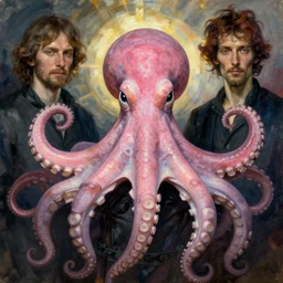 portrait of pink octopus cthulhu by greg rutkowski and egon schiele