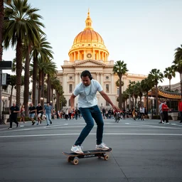 electric skateboarding in front of el capitan