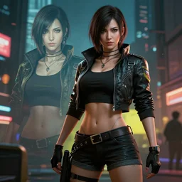 A detailed female Japanese night city gang member from the videogame Cyberpunk 2077, digital concept art by Greg Rutkowski, Golden Ratio illustration, realistic concept art by Stephen Hickman and James Gurney rendered in Octane Render