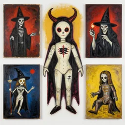 evil voodoo doll and witchraft paintings by jean-michel basquiat