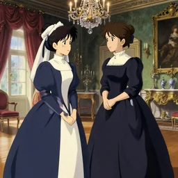 mid 3 0's florence nightingale meets queen victoria in the 1 8 4 4 room at buckingham palace, finely detailed perfect art, gapmoe yandere grimdark, trending on pixiv fanbox, painted by greg rutkowski makoto shinkai takashi takeuchi studio ghibli