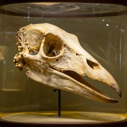national museum of ornithology, portrait photo of a huge bird!!!!!!! dinosaur pterodactyl skull, avian, beak!!!!!!!, showcase, preserved inside a formaldehyde tank, with eyes intact, high detail, national geographic photo