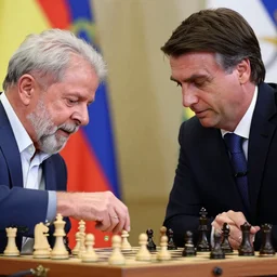photo of lula playng chess with bolsonaro, detailed 4 k