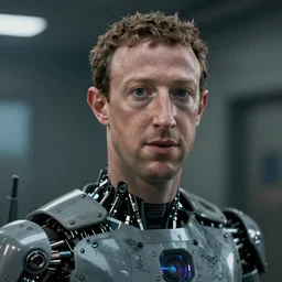 Mark Zuckerberg as a creepy futuristic Robot from Black Mirror, hyperrealistic, highly detailed, depth of field, High definition, 8k,  octane render, artstation