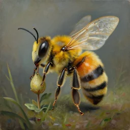 surrealistic painting of a human bee chimera