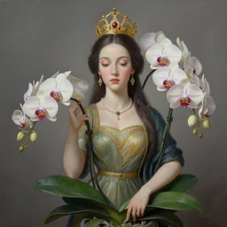 The queen of orchids, Peter Mohrbacher, hyperrealistic matte painting