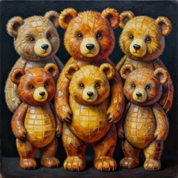 intricate five honey bear by pablo picasso, oil on canvas, hdr, high detail, photo realistic, hyperrealism, matte finish, high contrast, 3 d depth, centered, masterpiece, vivid and vibrant colors, enhanced light effect, enhanced eye detail, artstationhd