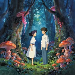 jelly fungus forest, art by makoto shinkai and alan bean, yukito kishiro
