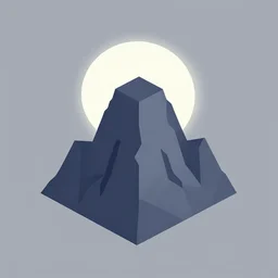 geometric design minimalist isometric mountain with full moon behind the top, trending on artstation, cute digital art, monument valley