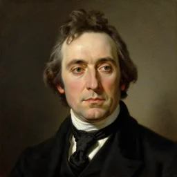facial portrait of paul giamatti! as united states president james k polk!!, mullet, black suit and tie, a character portrait by charles willson peale, reddit contest winner, american romanticism, oil on canvas painting, creative commons attribution, detailed painting