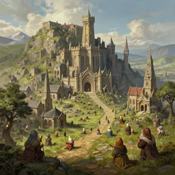 beautiful digital painting of Erebor from Hobbit trending on Artstation, by Daniel Dociu and Greg Rutkowski, city of dwarves, high quality, ultra detailed, ultra realistic, concept art, landscape