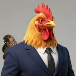 a high quality photo of an antropomorphic chicken wearing a suit, 8k, digital art