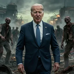 decaying joe biden in a communist apocalyptic war full of zombies