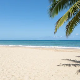 a sandy tropical beach, beautiful view, oceanfront