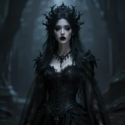 the dark goddess of eternal night, beautiful, 8k, ethereal, cinematic, unearthly, moody, atmospheric, gothic, portrait, photomanipulation