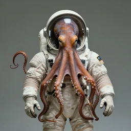 angelic octopus wearing a spacesuit, centered, portrait by Greg Hildebrandt, studio lighting, muted colors, by Terry Richardson, by Leonardo DaVinci, by Stanley Kubrick, ultrarelistic, extreme detail, caustics, trending on Artstation, 8K, octane renderer, rtx on