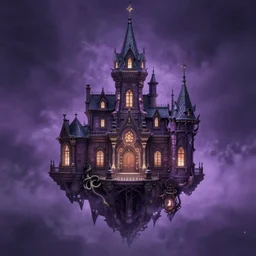 a magical mansion floating in a void of purple mist, dungeons and dragons, digital art, 4K ultra hd
