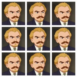 a 2 x 3 grid of a sequence of animation cells showing an animated sequence of lenin frowning.