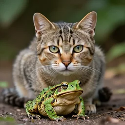 a feline cat - toad - hybrid. animal photography, wildlife photo