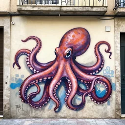 octopus street graphitti, tentacles, by bordalo ii and artur bordalo