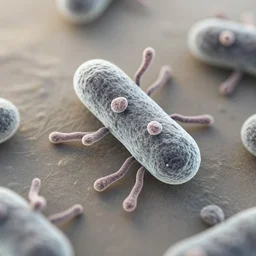 microscope photograph of a bacteria with cilia