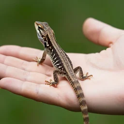 small lizard sitting on a human hand