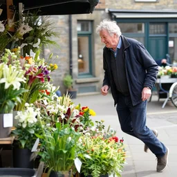 fred dibnah running a flower stall