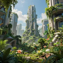 futuristic city in ruin, overgrown with plants and trees, by ivan aivazovsky and zdzisław beksinski, coherent, hyper realism, high detail, vivid colors, octane render, unreal engine, 8 k, smooth gradients, high contrast, depth of field by jacek yerka