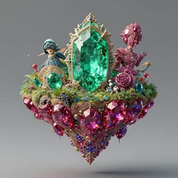a emerald saphire ruby floating living island :: studio ghibli, beeple and James Gilleard and Justin Gerard :: ornate, dynamic, particulate, rich colors, intricate, elegant, highly detailed, centered, artstation, smooth, sharp focus, octane render, 3d
