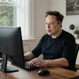 elon musk at his home desktop