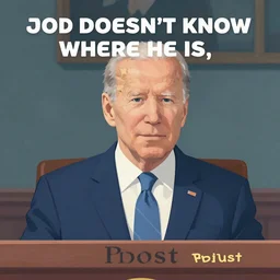 Joe Biden doesn’t know where he is, lost. illustration concept art in the style of Arthur Adams