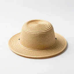 miniature sun hat, photorealistic, isolated on a pure white background, centered, entire object in frame, sharp focus, soft studio lighting
